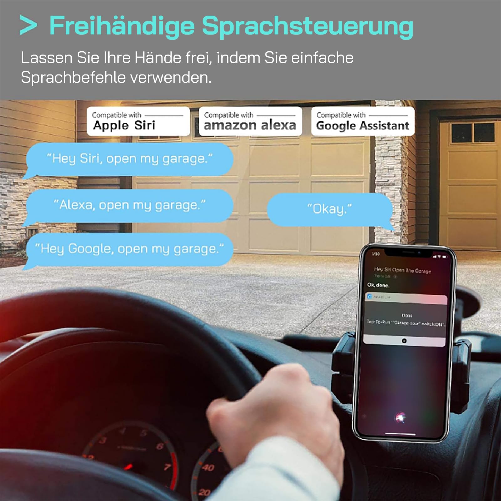 AGSHOME Ouvre-porte de garage intelligent Wi-Fi, télécommande avec application Smart Life, compatible avec Alexa, Google Assistant et SmartThings, aucun hub nécessaire