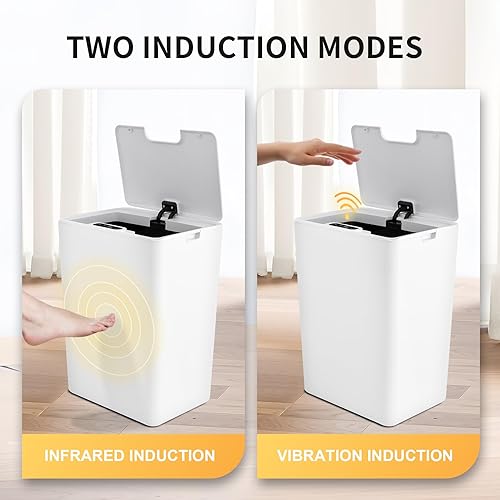 Miniatura 6 de Cesun Cubo de basura automático con sensor de movimiento para baño con tapa, 4.0 galones, sin contacto, papelera de plástico inteligente, pequeña