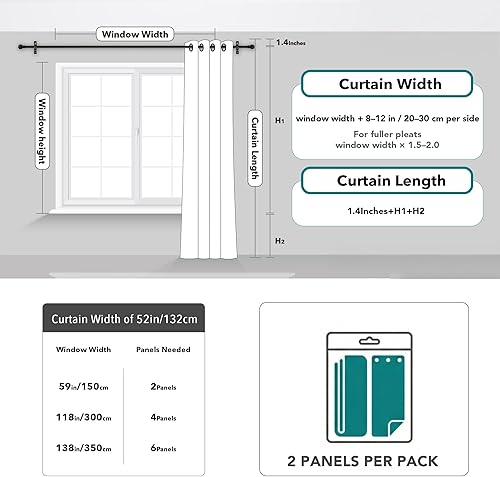 Miniatura 9 de Deconovo cortinas blackout 100 % con forro totalmente negro con aislamiento térmico de doble capa, oscurecimiento de la habitación, ahorro de