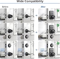 Vista 6 de Cerradura de puerta de entrada inteligente sin llave con perilla, cerradura de puerta con teclado con asa, cerraduras inteligentes para puerta