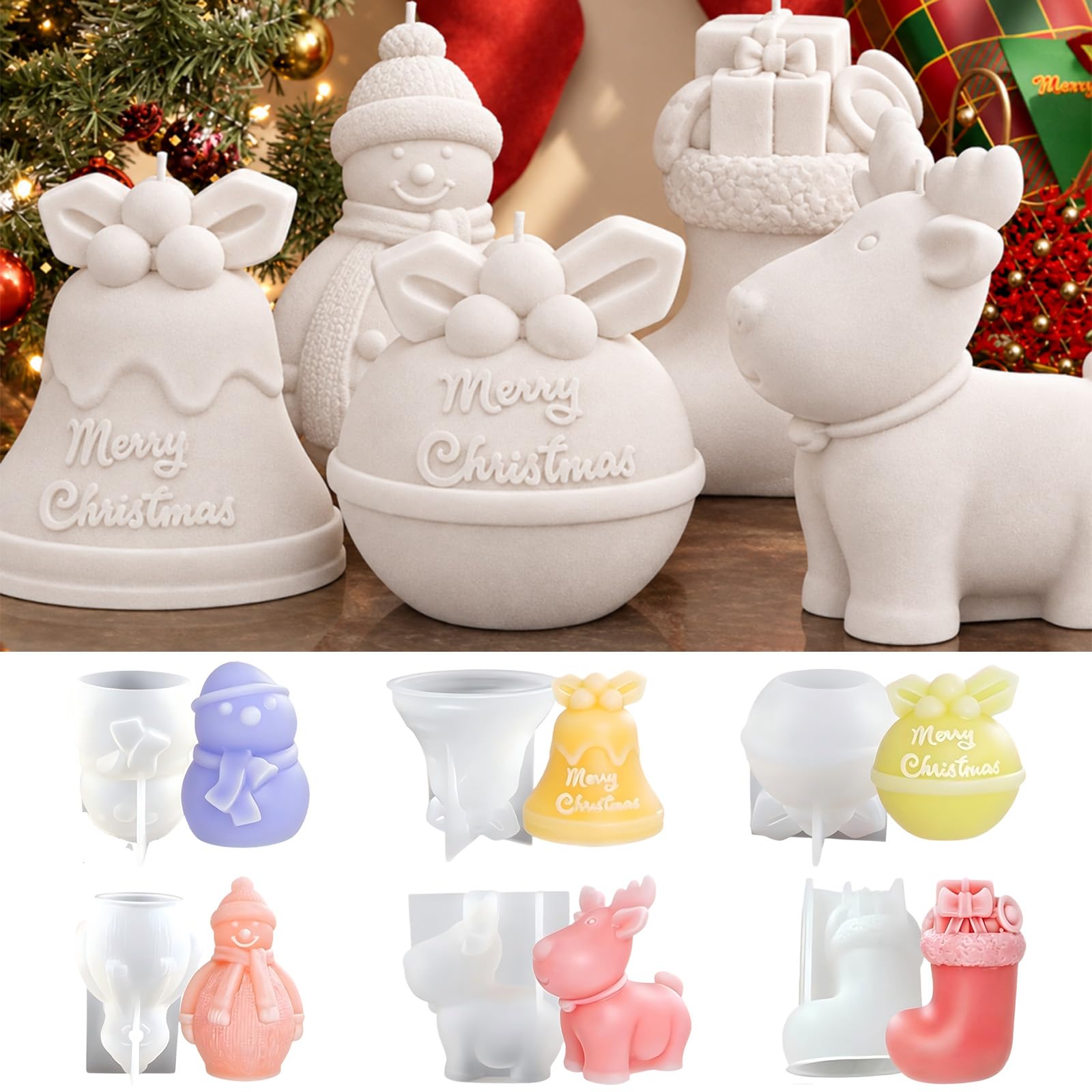 SVOCK Christmas Resin Moulds, Snowman Candle Moulds, Elk Soap Mould