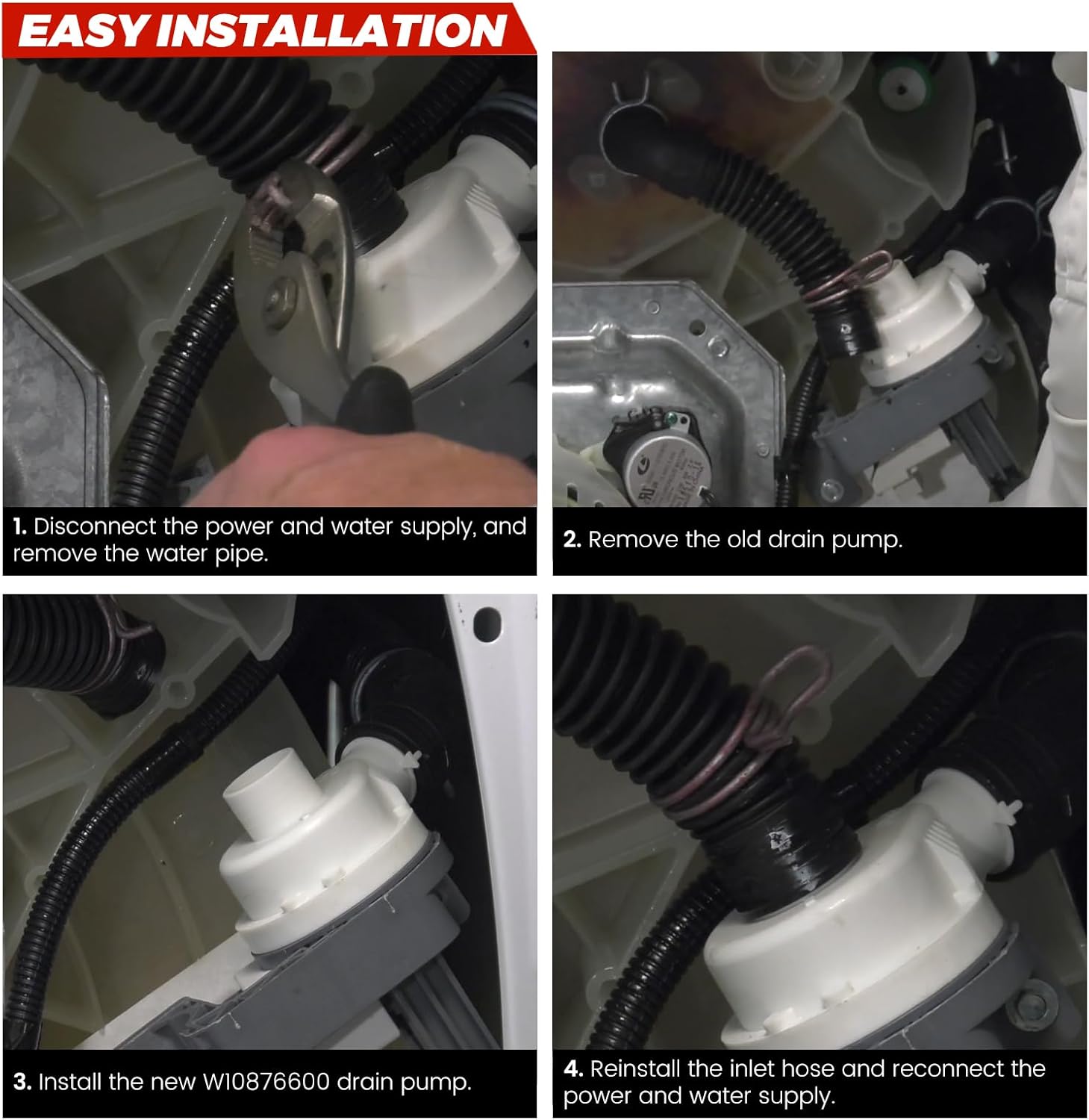 Upgraded W10727777 W10876600 B25-3A04 Washer Drain Pump by puxyblue Fit for Whirlpool Kenmore Maytag Crosley Washing Machine MVWB835DW1 WTW5000DW1 MVWB955FC0 MVWB855DC2 Replace W10876600VP AP6004933