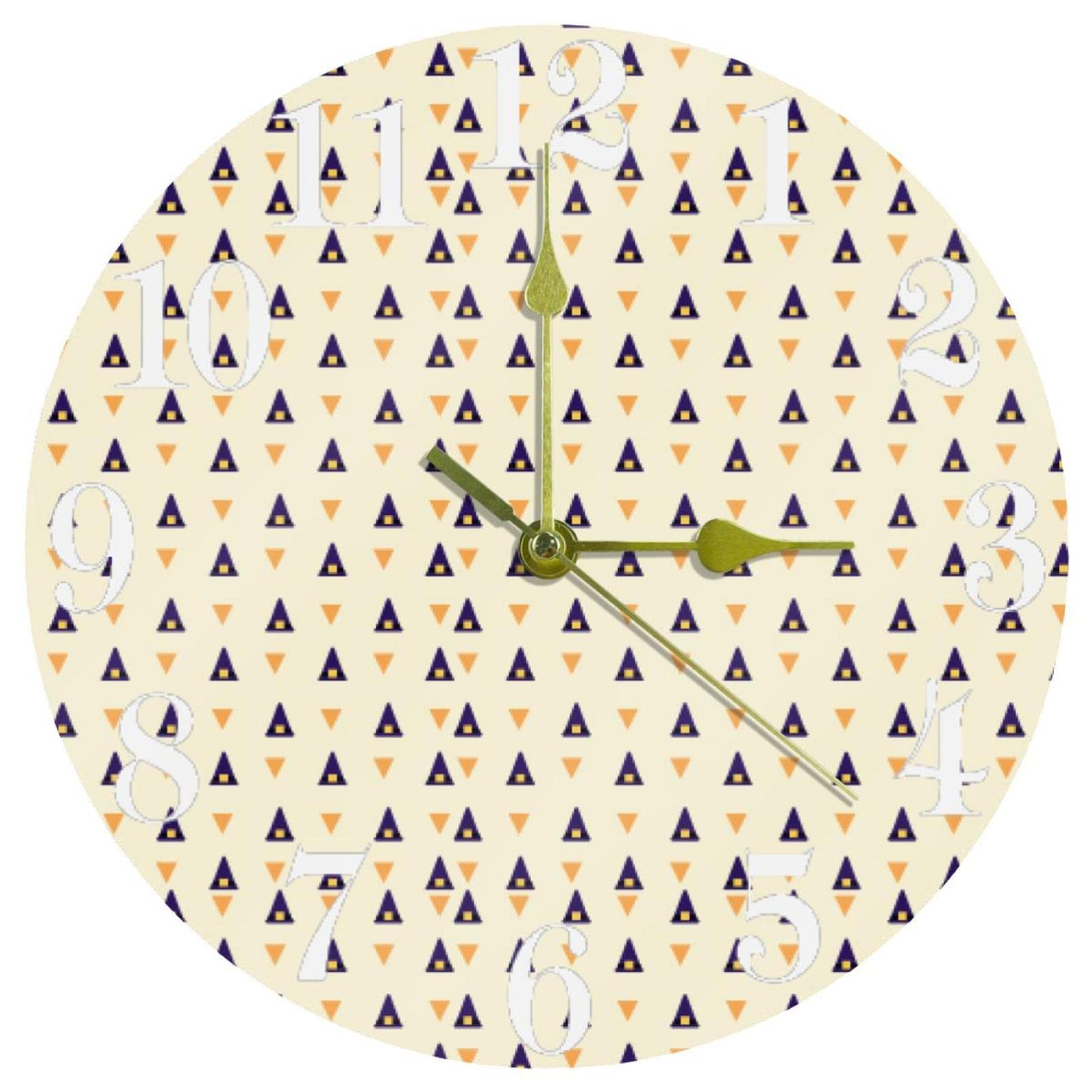 Horloge murale ronde pour cuisine et bureau à motif triangle Halloween