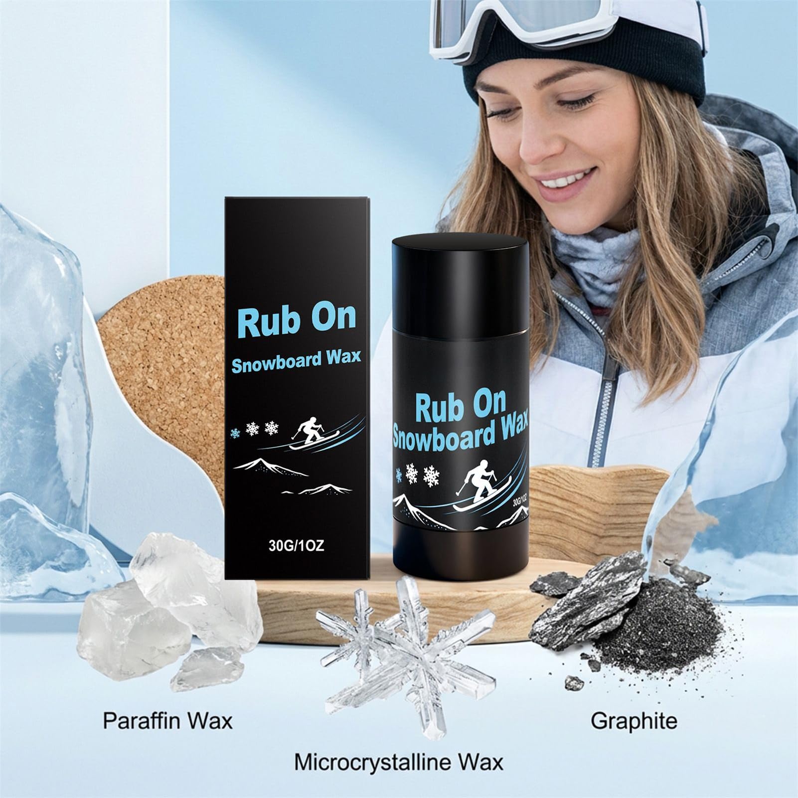 Genérico Ski Wax - Quick Speed Bar For Snow Performance | Solid Wax Formula with Smooth Rub On Action, Portable Waxing Accessory For Snowboard Skiing Cross Country Indoor Outdoor Use