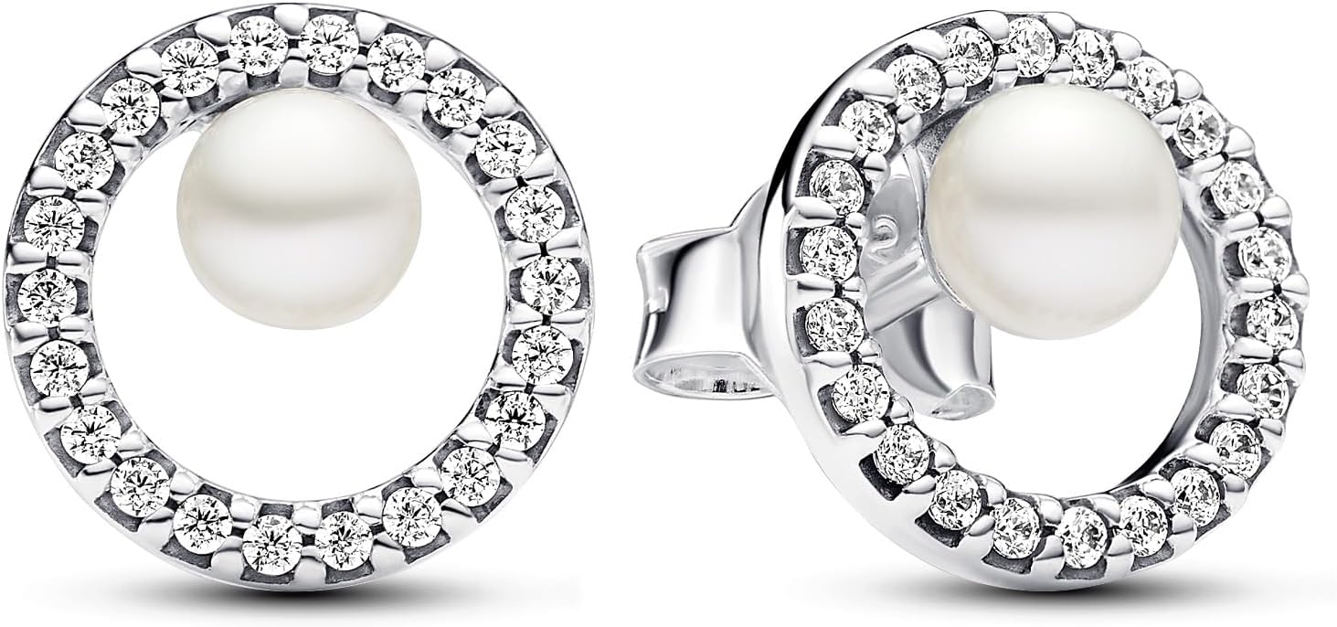 Pandora Treated Freshwater Cultured Pearl & Pavé Halo Stud Earrings 293154C01