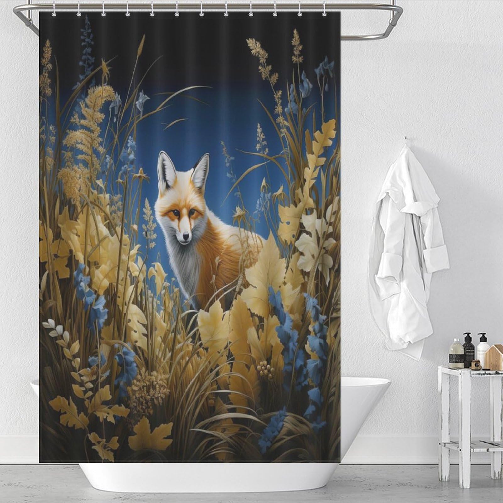Rideau de douche renard pour une salle de bain enfant ou nature toujours propre et sèche