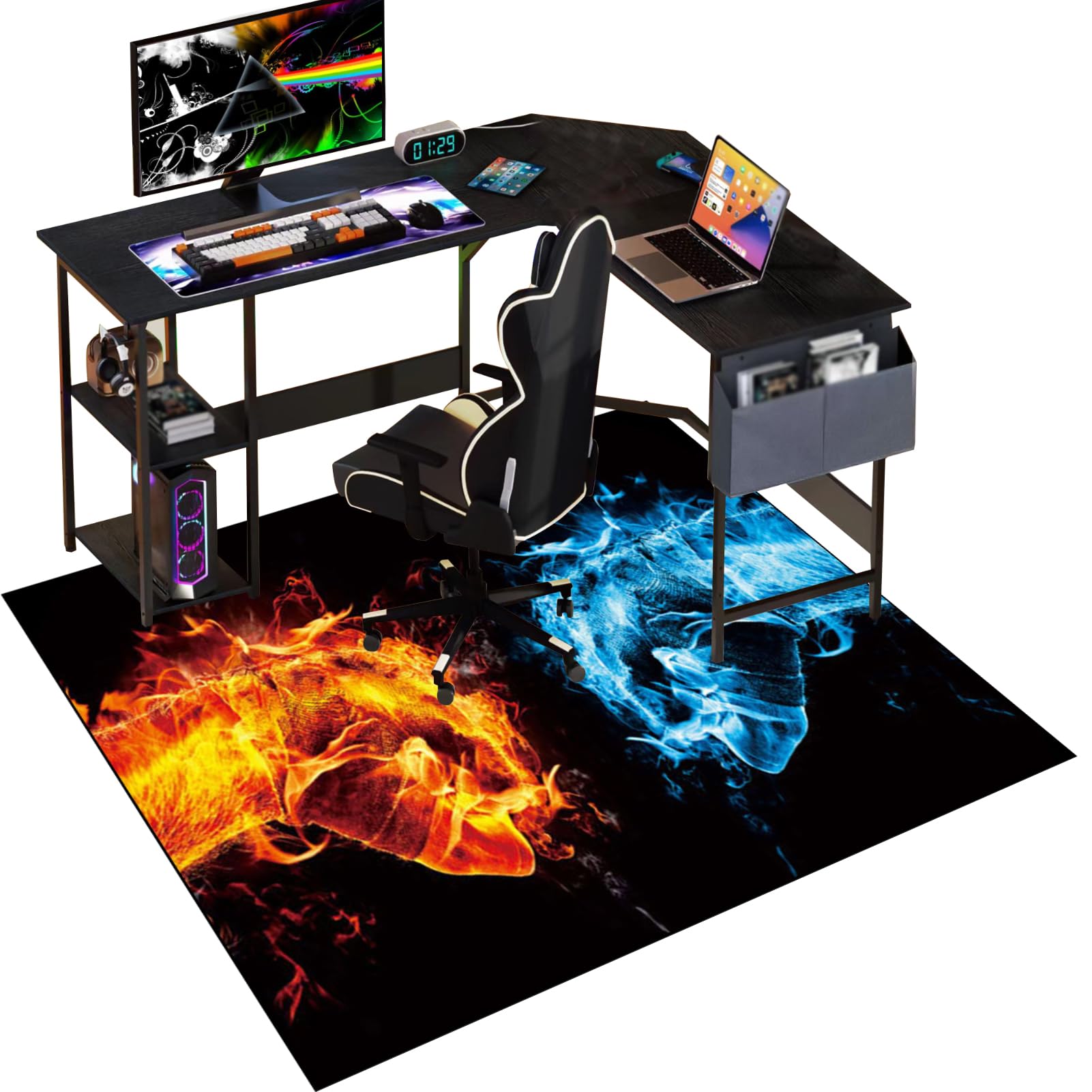 Gaming Chair Mat for Hardwood Floor 80 x 120 cm Anti-Slip Floor Protector Mat Non-Slip Floor Protection Mat Desk Chair Mat for Carpets Gaming Computer Chair Mat for Gaming Room Home Office Decor