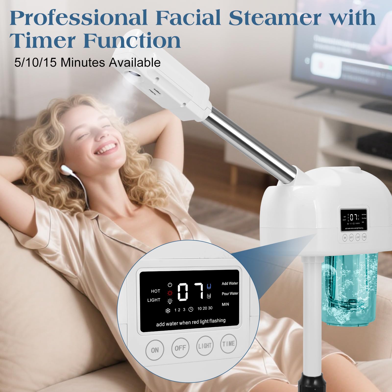Vaporizador facial profesional, spray de niebla caliente y ozono iónico, vaporizador facial para esteticista, vaporizador facial para el hogar y el spa