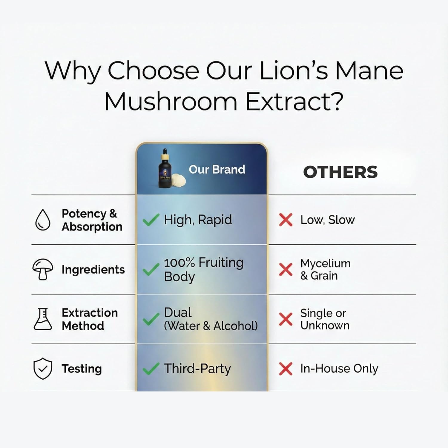 Premium Lion’s Mane Mushroom Extract – Lab Certified Nootropic Tincture for Focus, Memory & Brain Health – Liquid Supplement Drops, Vegan & Non-GMO – 2oz (60ml) - Image 5