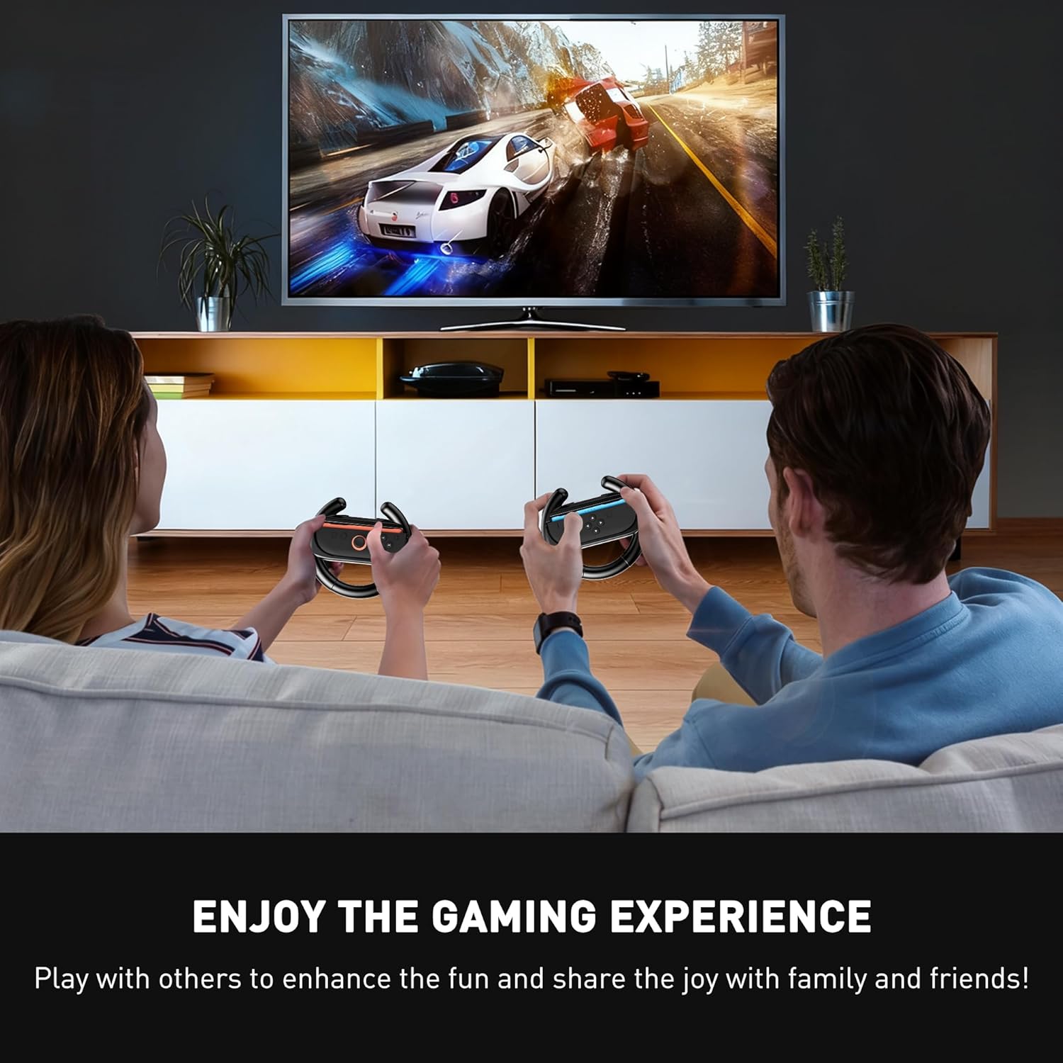 FANPL Steering Wheel for Nintendo Switch 2, Comfort Grip for Mario Kart Wheel JoyCon 2 Controller with 4 Thumb Caps, Enhance Racing Experience (Black-Black) - Image 7