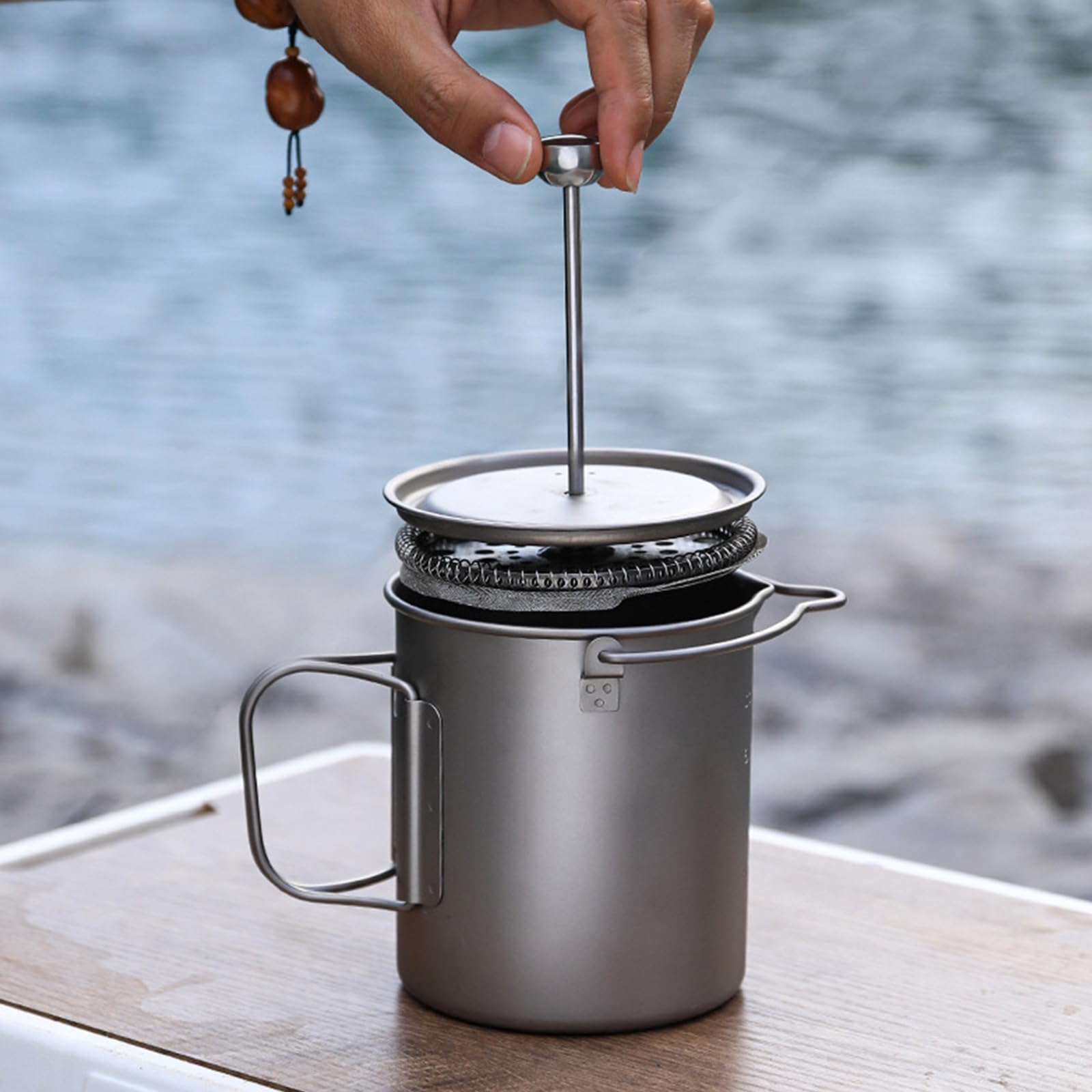 Prensas francesas de metal funcionales, cafetera, portátil, sistemas de filtro de 3 capas para exteriores, camping y viajes, prensa de café de metal