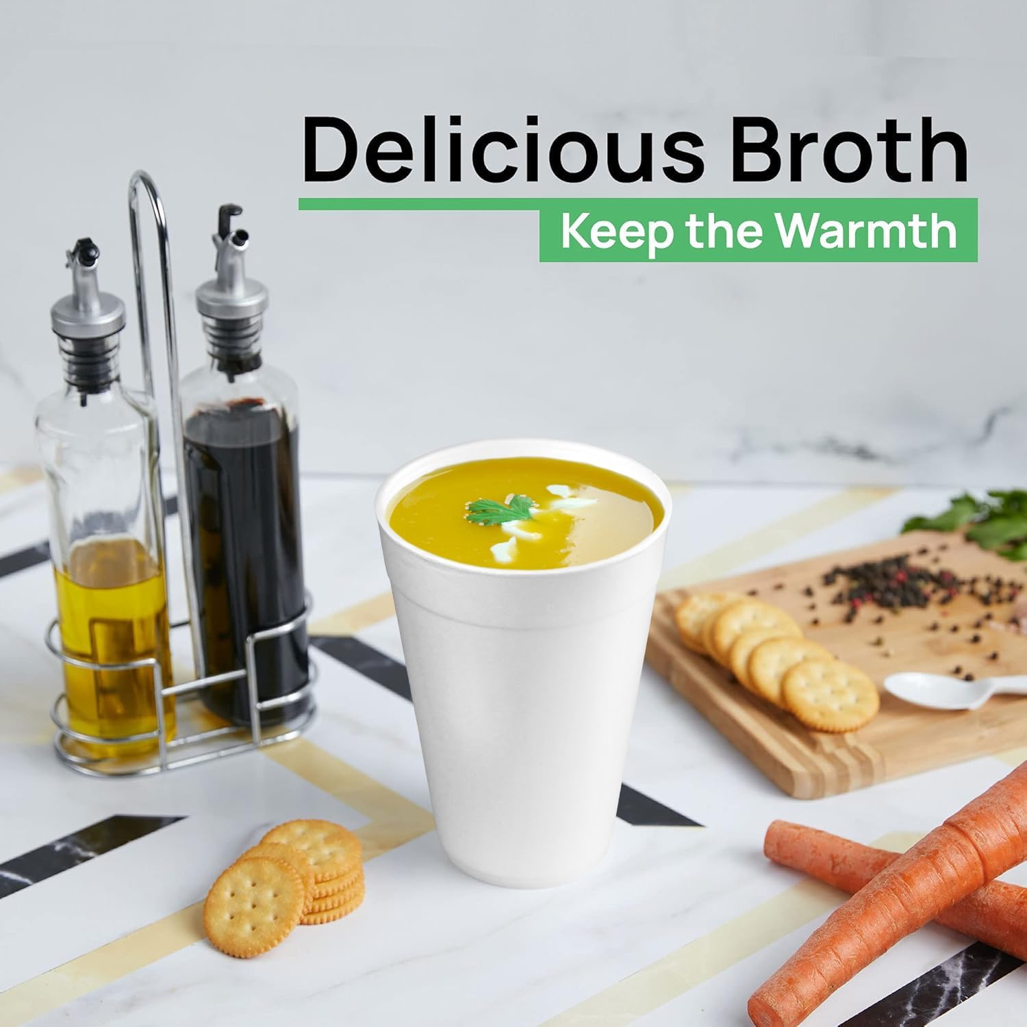 32 Oz Styrofoam Cups with Lids (50 Pack) Large Foam Cups for Hot and Cold Drinks, Insulated White Styrofoam Coffee Cups, Soda, Juice, Tea - Made in USA