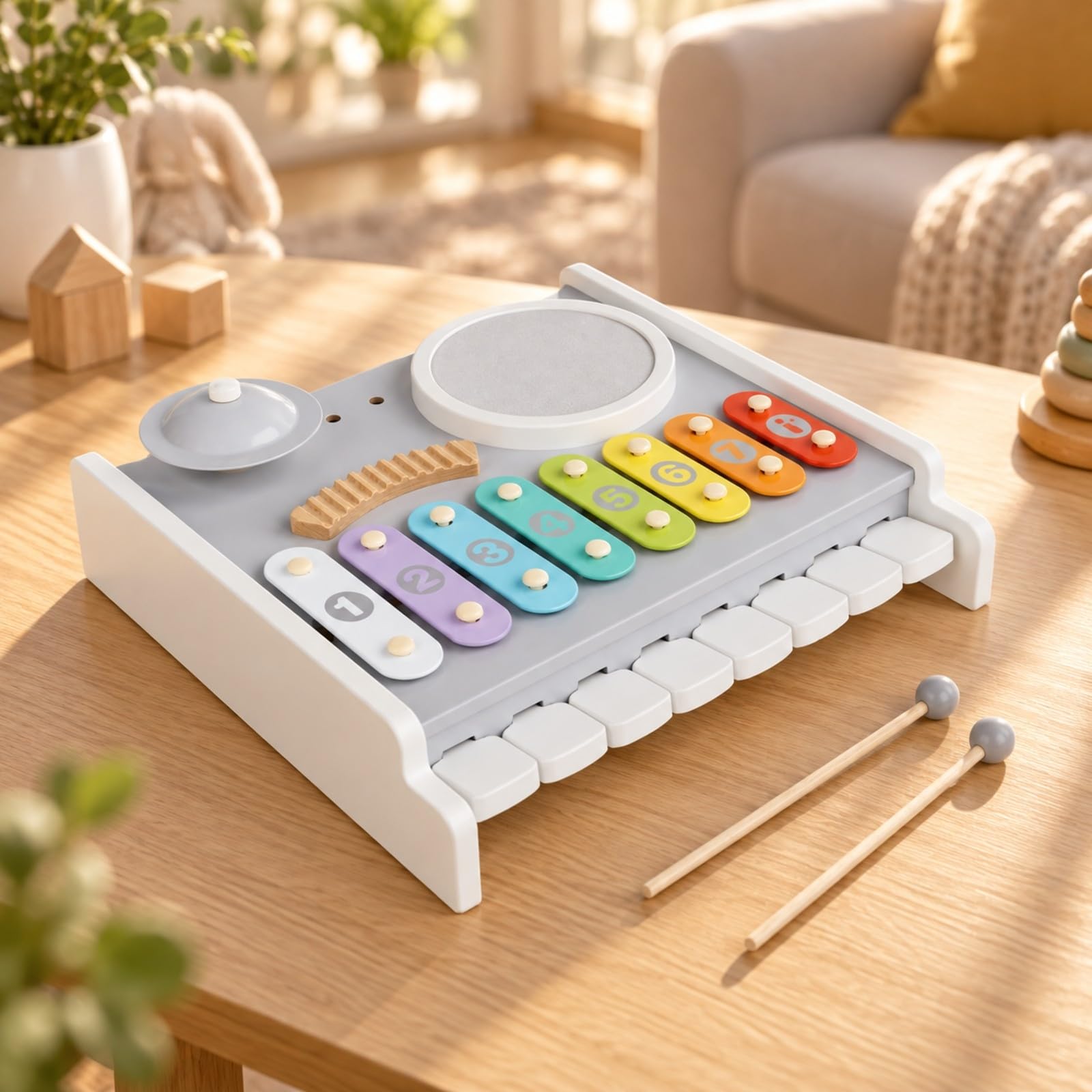 Giocattolo Multifunzionale Le Colorato Giocattolo con Barre li Numerate Stimolante Set Le con Bacchette per Camera dei Giochi