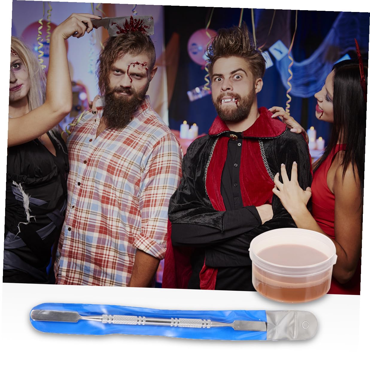 VALICLUD 4pcs Halloween Fake Wound Makeup Wax Set with Spatula and Sponge Special Effects Skin Wax for Costume Face Painting and Scar Modeling