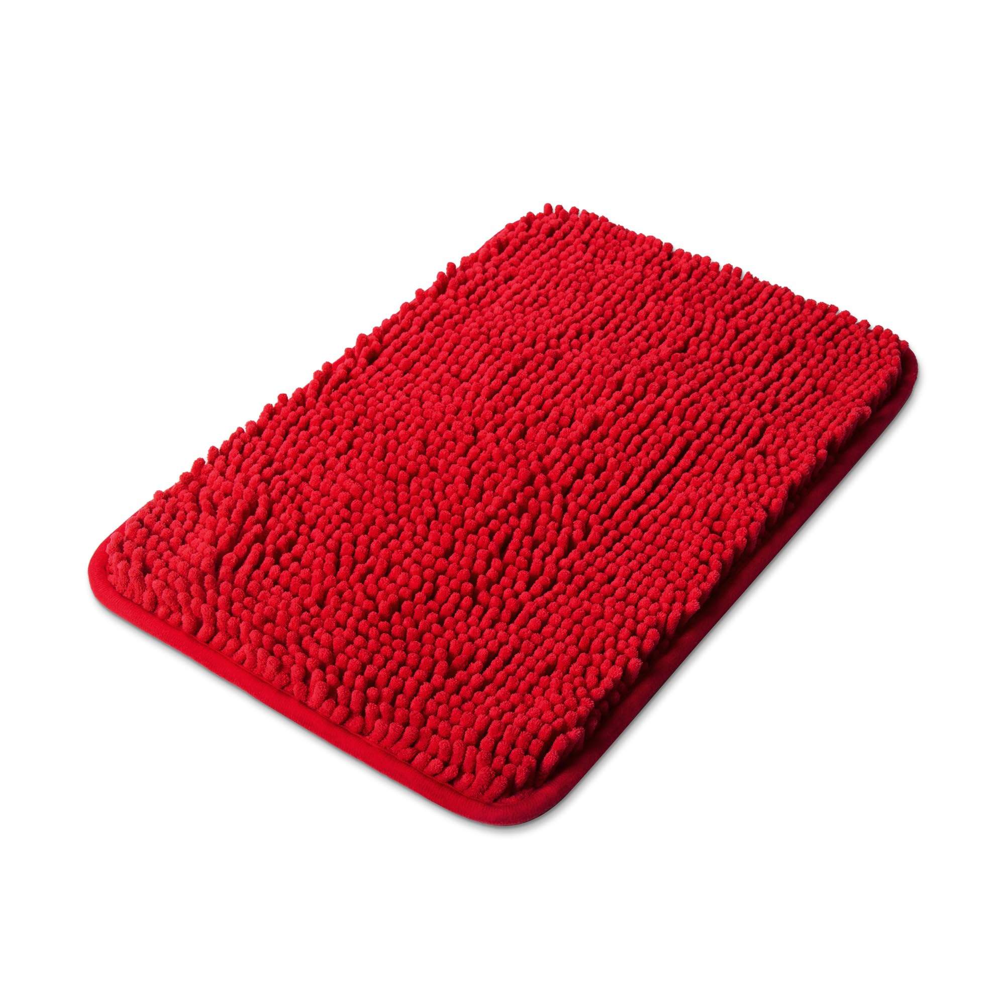 Yeaban Small Bathroom Rugs 12"x18" – Thick Chenille Bath Mats | Absorbent and Washable Bath Rug Non-Slip, Plush and Soft Rugs for Bathroom, Shower, Sink(Red) — image 1