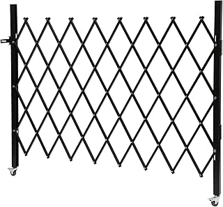 Single Folding Security Gate, 4.27'H x5.45'W Folding Door Gate, Security Scissor Gates with Padlock, Rolling Barricade Gate, Barricade Gate with Casters, Iron&Aluminum Alloy Accordion Security Gate