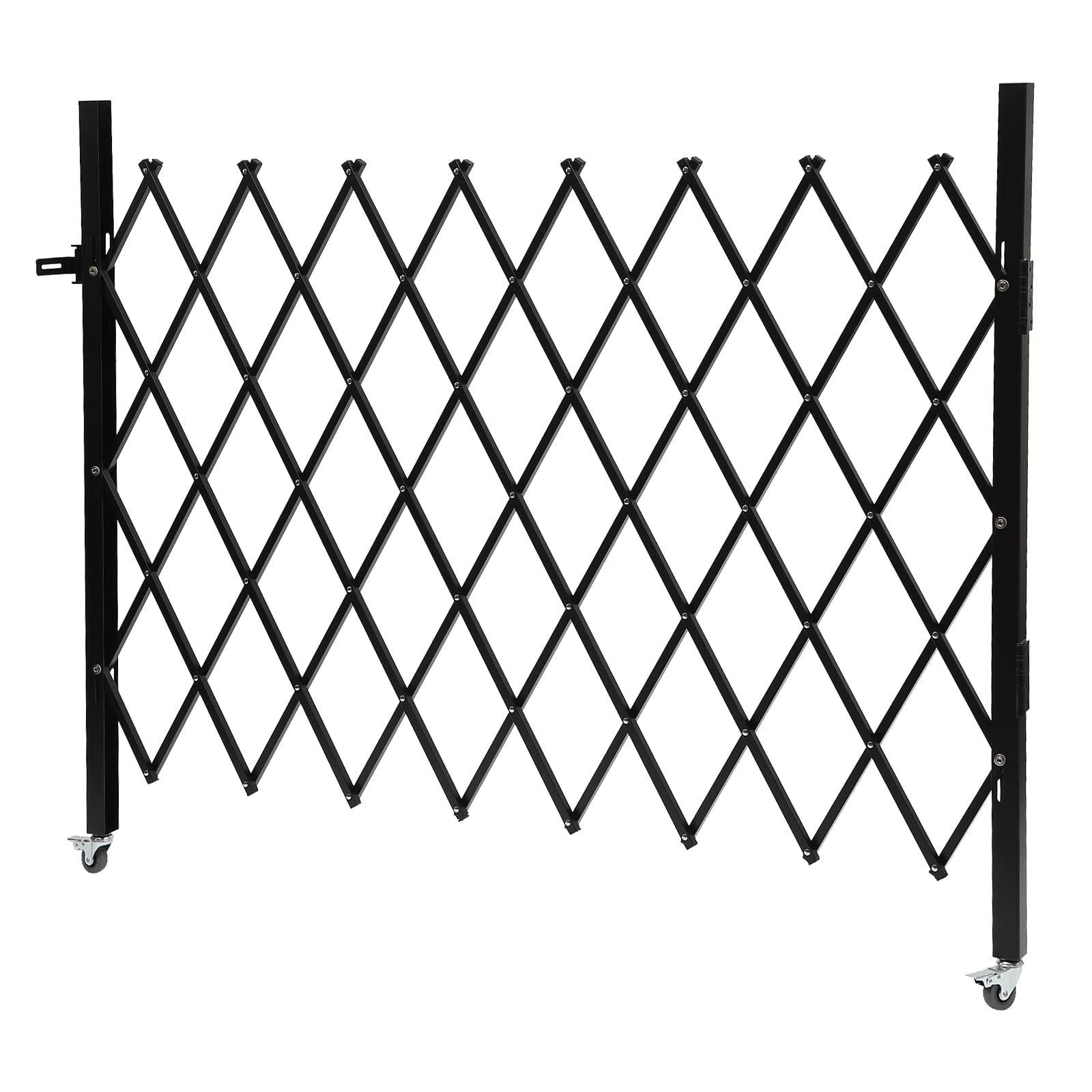 Single Folding Security Gate, Security Door Gate Wall Mounted Scissor Gate Iron&Aluminum Alloy Accordion Security Gate 360° Rolling Barricade Gate Flexible Expanding Security Gate (4.27' H x 5.45' W)