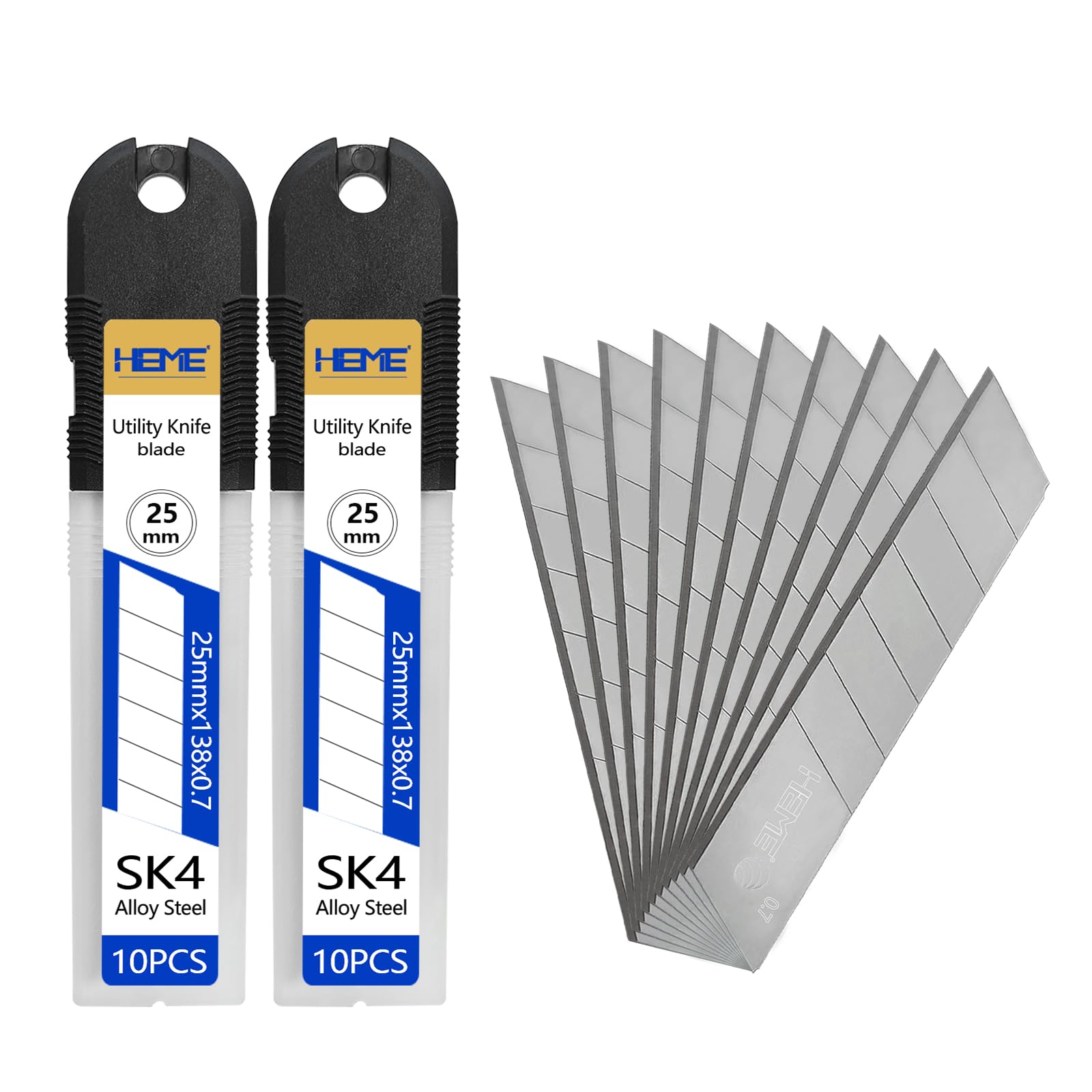 Tools 20Pcs 25mm Utility Knife Replacement Blades Snap off 60 Degree，Blades for Utility Knife and 25mm Box Cutter - Razor Sharp SK4 Steel