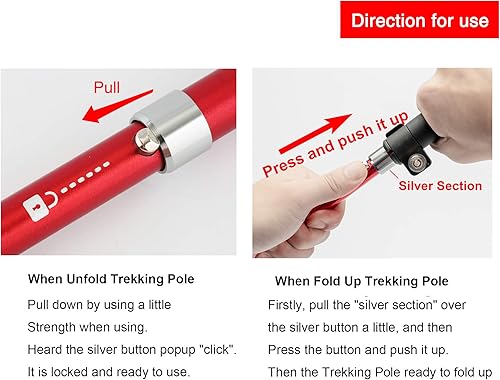 Miniatura 6 de Aluminio plegable ultraligero viaje trekking senderismo poste para hombres y mujeres