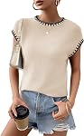 Chandail à manches manches femmes Vest Crewneck Knit Chandails occasionnels Automne Solide tendance 2026 Hauts Chemises Vêtements