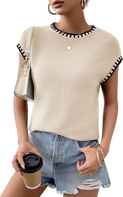 Chandail à manches manches femmes Vest Crewneck Knit Chandails occasionnels Automne Solide tendance 2026 Hauts Chemises Vêtements