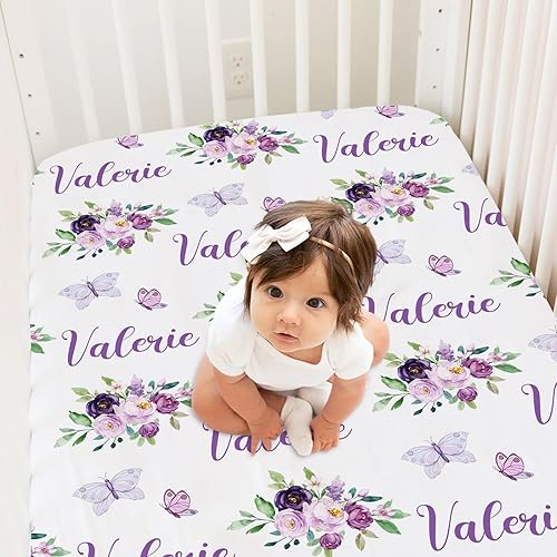 Miniatura 6 de Sábanas ajustadas personalizadas para cuna con nombre, sábana de colchón para cuna de bebé con nombre personalizado para niñas y niños, juegos de