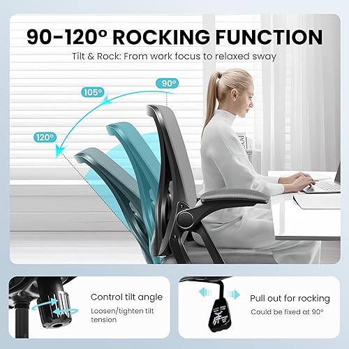 Miniatura 6 de Silla de oficina, sillas ergonómicas de escritorio para computadora en casa, cómoda silla de malla transpirable con soporte lumbar ajustable,