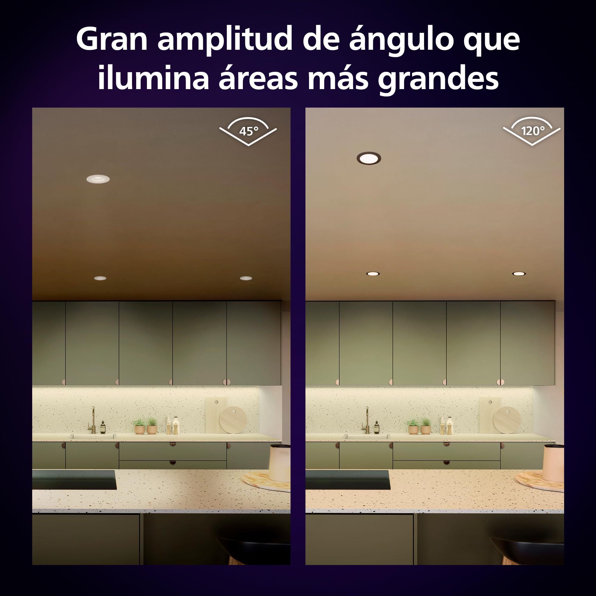 Philips Hue Downlight Slim, 170 mm, downlights inteligentes, luz blanca y de color, compatible con Bluetooth, control por voz con Alexa, Apple Home y Google Assistant, en negro