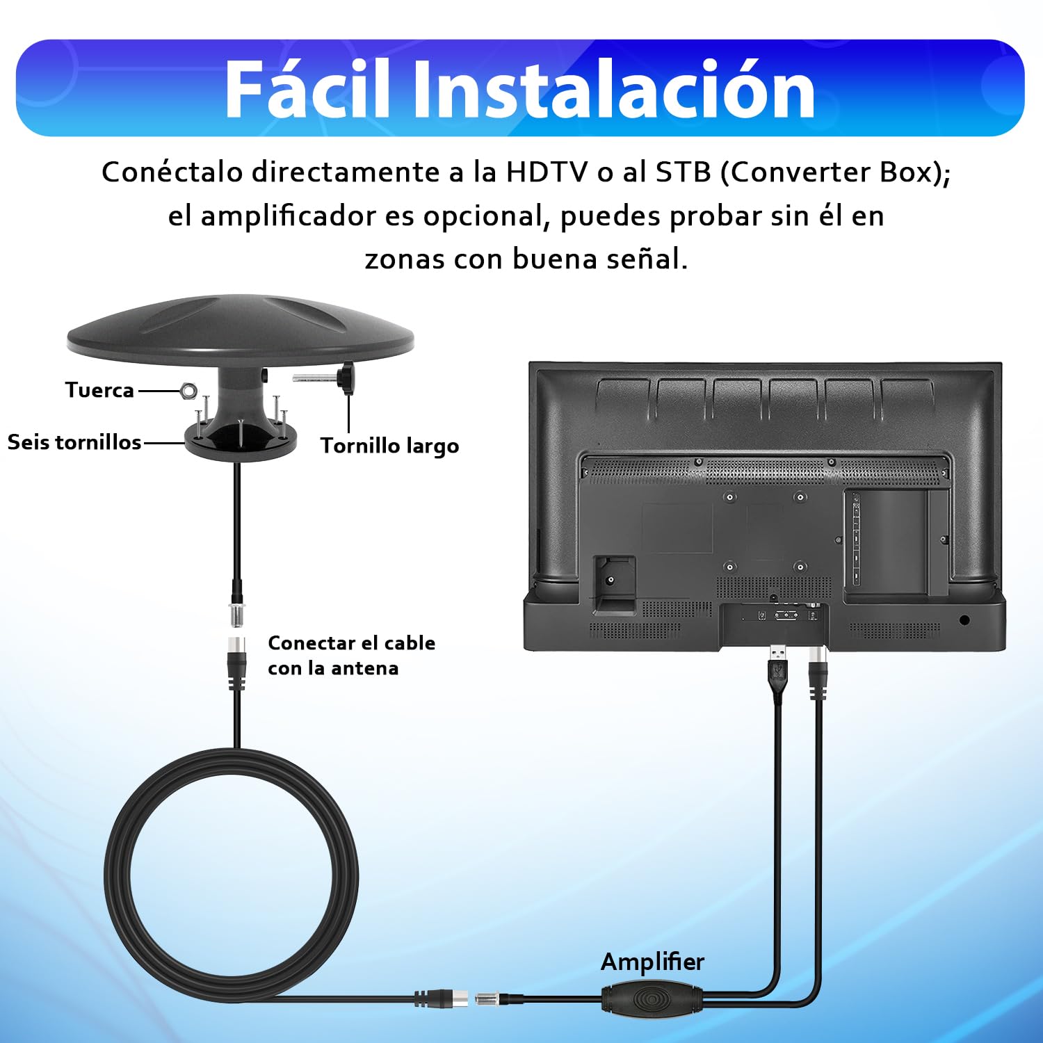 RV antenna, Antenna de RV,Antena de televisión al Aire Libre, recepción omnidireccional Adecuada para televisor HD al Aire, autocaravanas, vehículos recreativos, Camiones,Impermeable fácil de Instalar