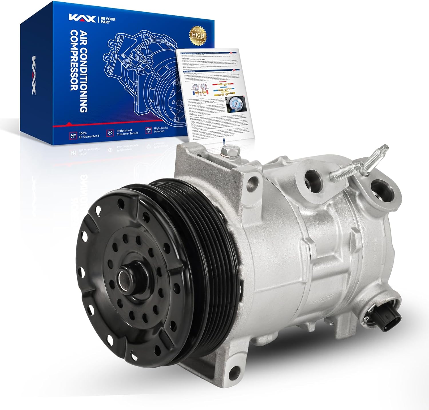 KAX 98357 Air Conditioner AC Compressor with Clutch, Fit for Dodge Journey 2009-2020, Avenger 2008-2014, Chrysler 200 2011-2014, Sebring 2007-2010, 2.4L, Replace# 6512736, CO-11267C, 55111-410AD