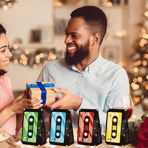 Miniatura 6 de 24 bolsas de regalo temáticas de cinta de casete con calcomanías, bolsas temáticas de los años 70, 80 y 90, bolsas de regalo de fiesta de cumpleaños