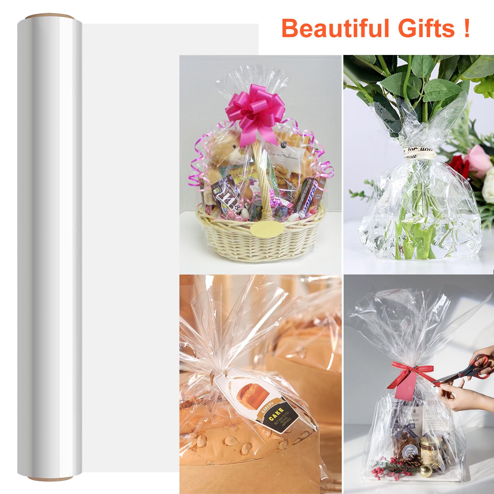 VGOODALL Cellophanfolie A4 - 120 Blatt Transparent Geschenkfolie Kristallklar