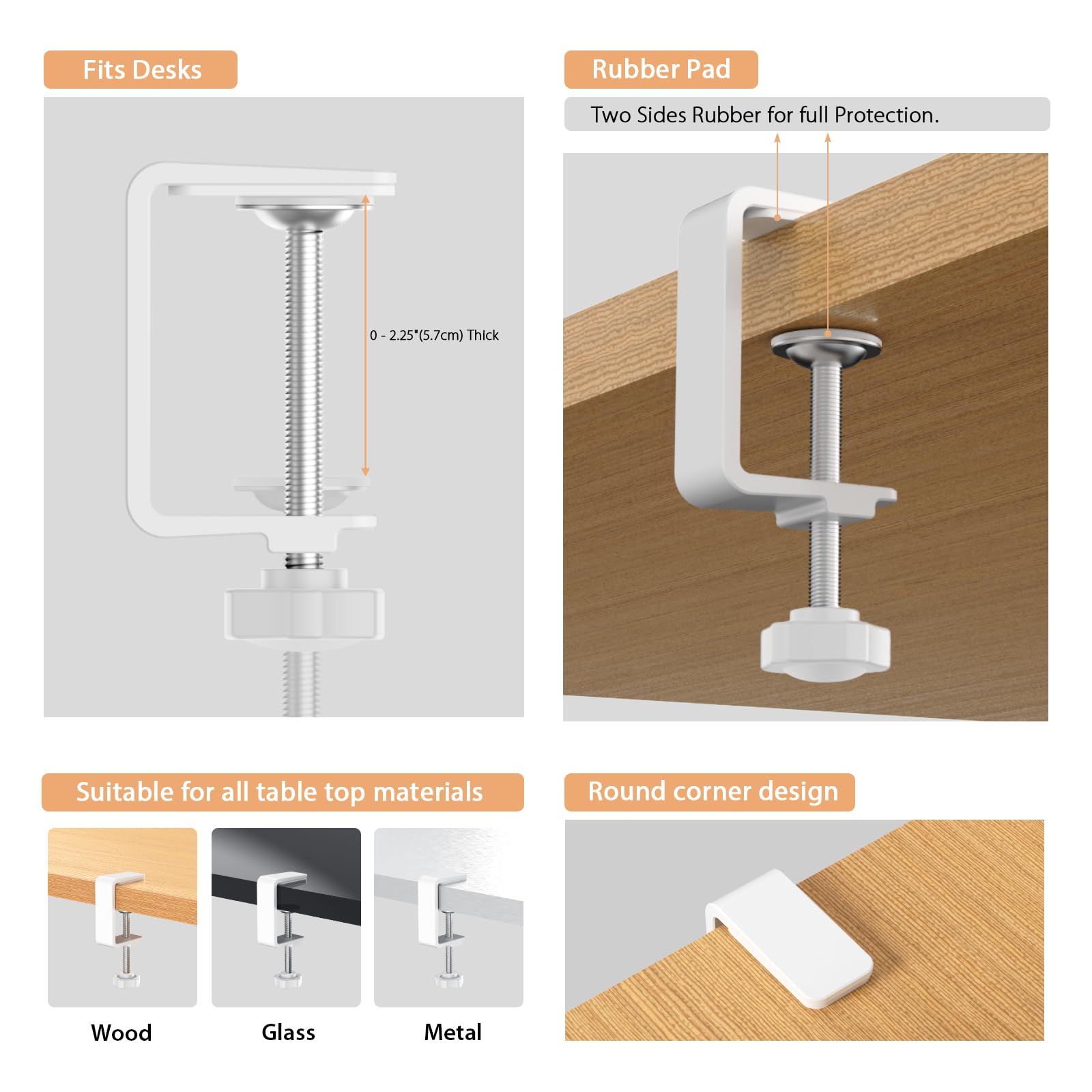 Syeeiex Kabelkanal Schreibtisch Ohne Bohren, 86 cm Kabelmanagement Weiß | Klemme-/Schraubmontage Kabelmanagement Schreibtisch, Stahl Kabelwanne Flexibel Oganizer, Geräumige für Büro Zuhause, 2er Set
