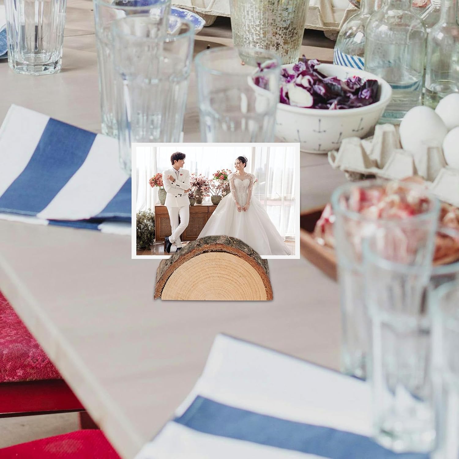 TIDTALEO Wooden Place Card Holders Half Ball Table Stand, 10pcs Set, Desktop Photo and Menu Display Stands for Wedding, Event, Business Card Presentation