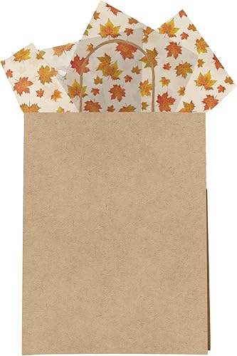 Miniatura 4 de Pro Supply Global Papel de seda impreso con hojas de otoño para bolsas de regalo o cajas y envoltura, papel de seda decorativo de otoño a granel