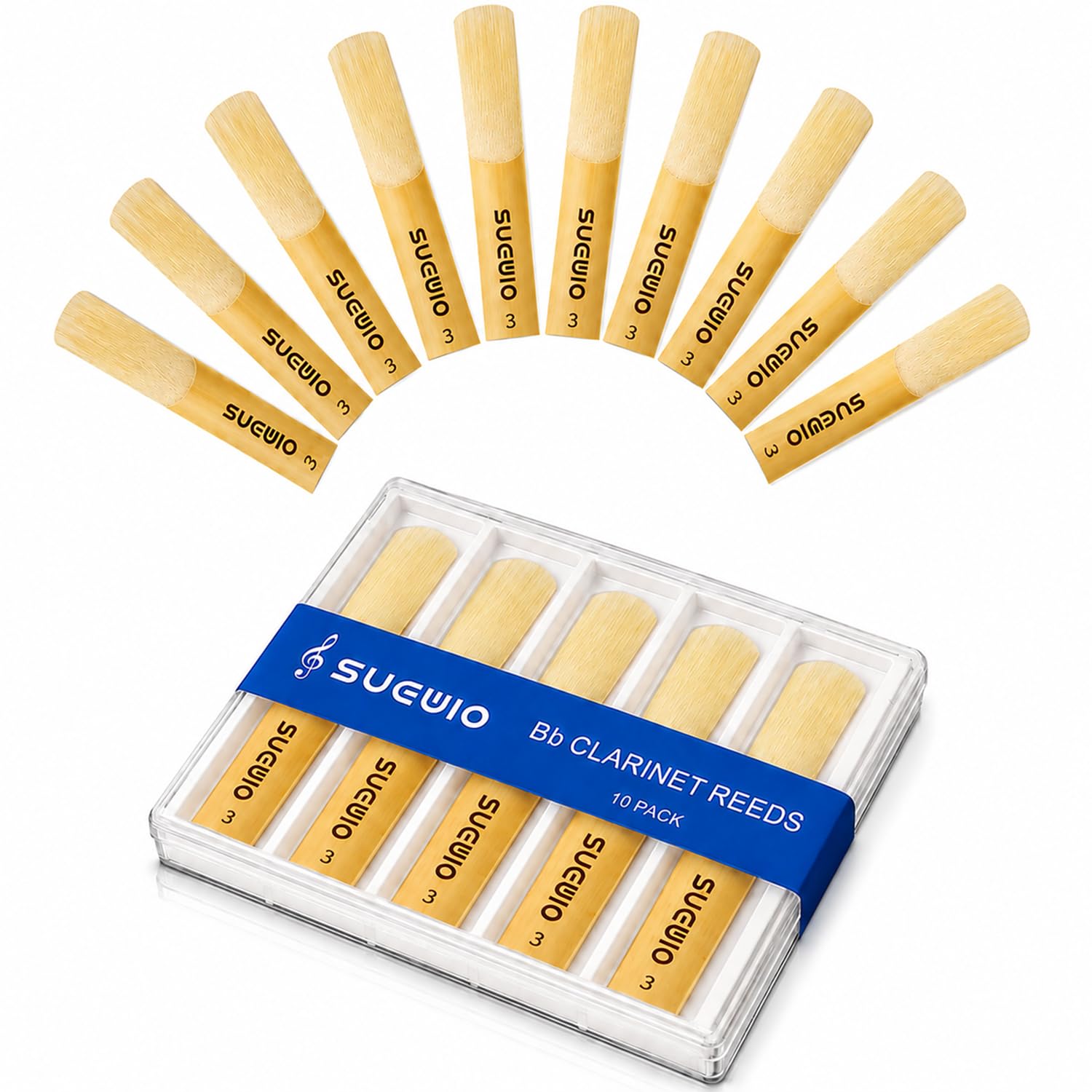SUEWIO Bb Clarinet Traditional Reeds, Strength 3.0, Box of 10