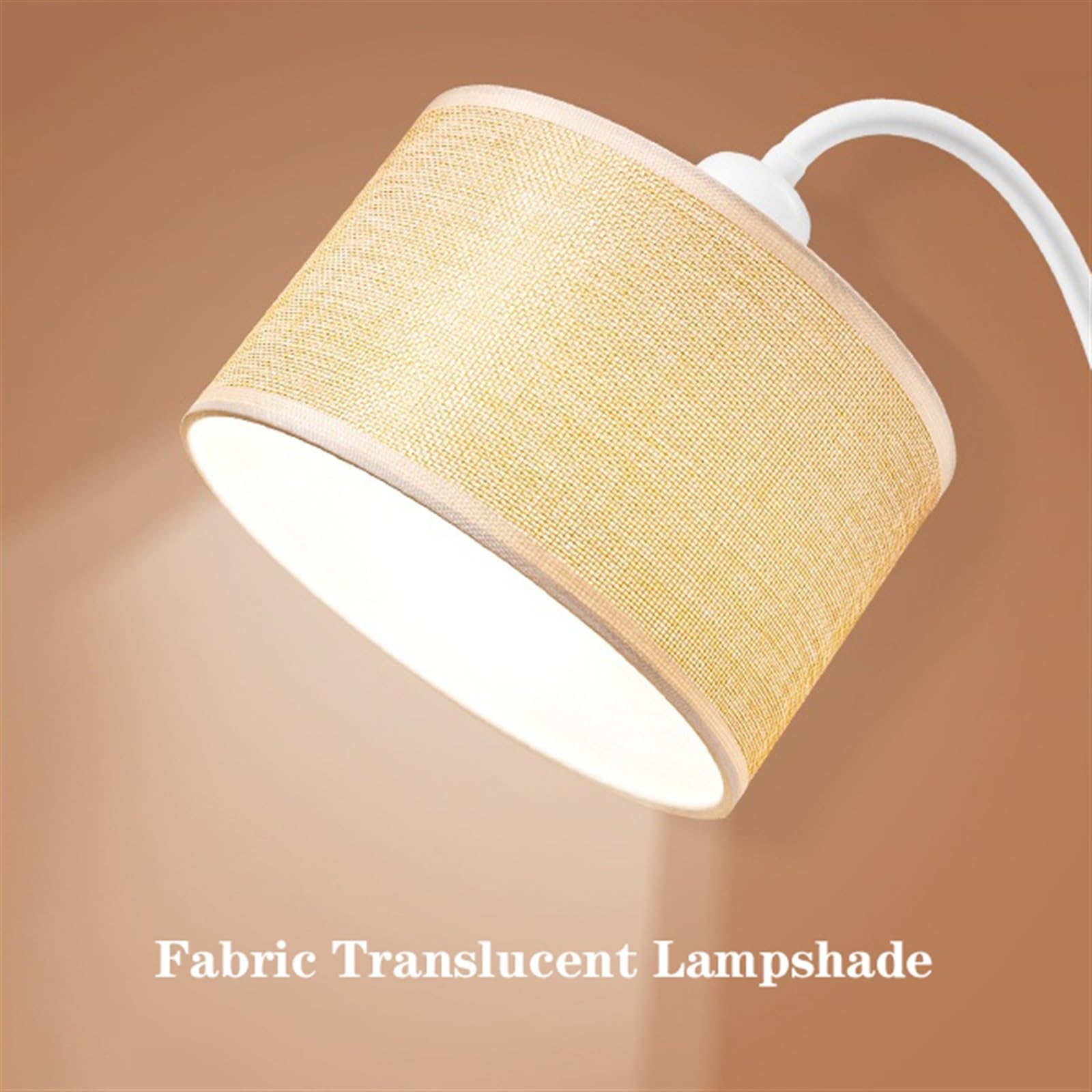 Lampa biurkowa Lampa biurkowa LED z abażurem tkaniny, regulowana w zakresie 360° lampa Lampka do czytania uchwytem na długopis i telefon, domowego biura, przewód zasilający 59"