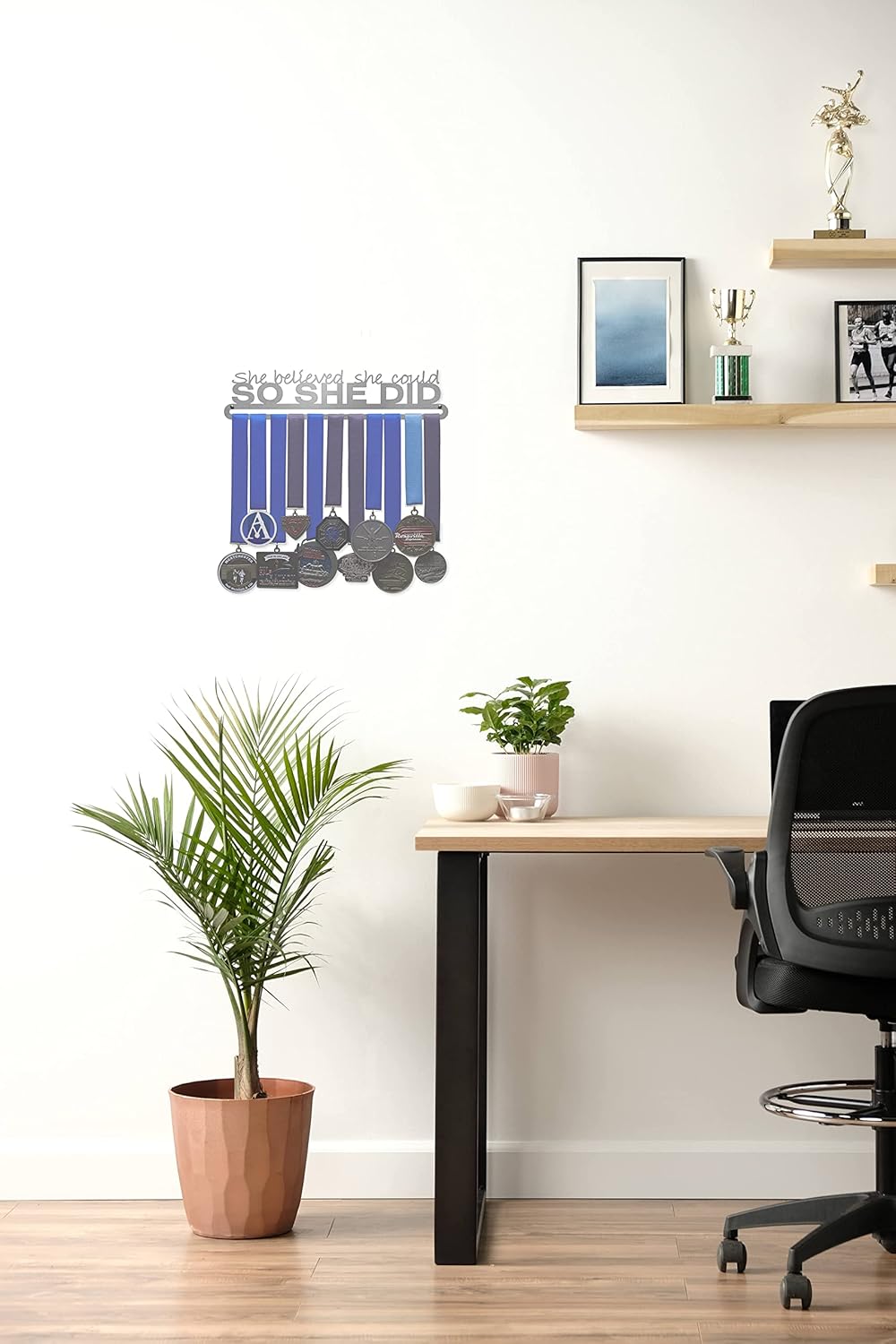 Allied Medal Hangers - She Believed She Could So She Did (Text Only): Awards Display Rack Holder - Multiple Size Options Available