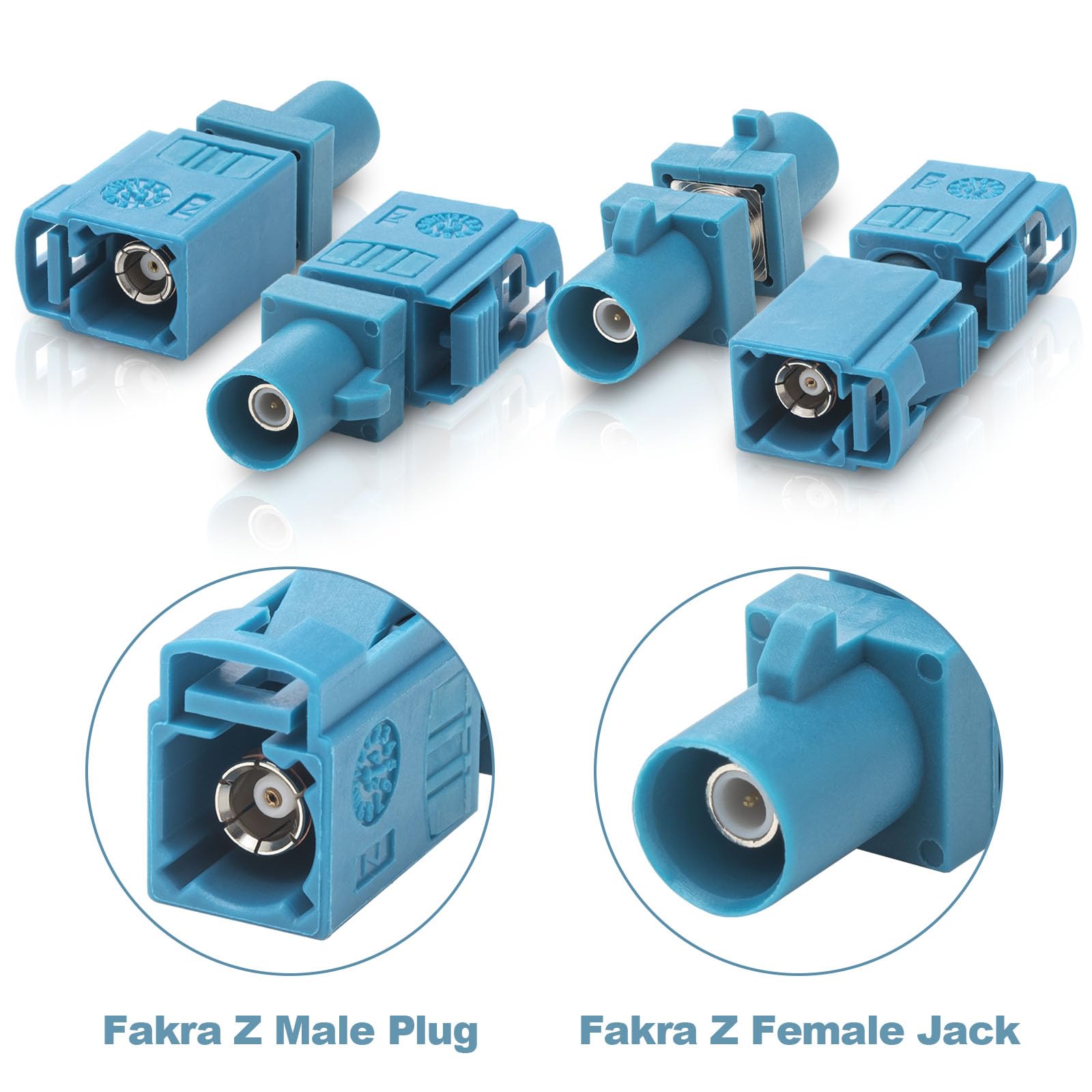 YOTENKO 4PCS Fakra Z Connector Kit, Includes Fakra Z Adapter Male to Female *2 + Female to Female + Male to Male, for Vehicle Car Stereo GPS Navigation