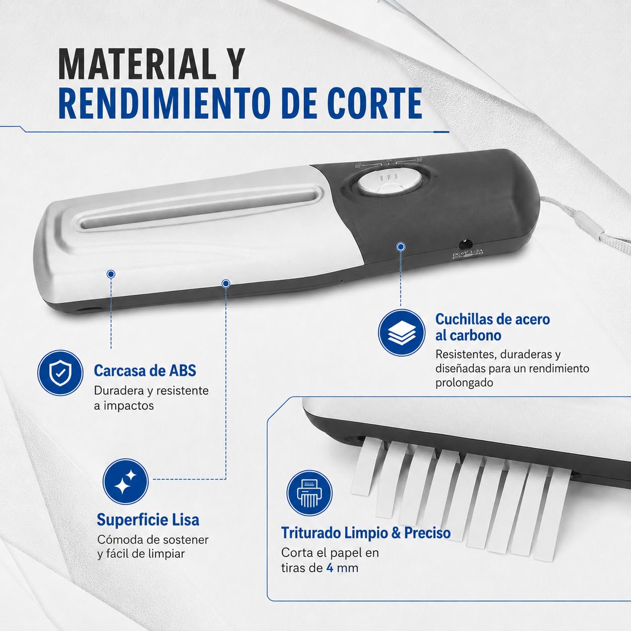 Trituradora de Papel Eléctrica Portátil Mini USB, Destructora eléctrica de Documentos y Papel para Oficina, Escuela y Casa, 4mm