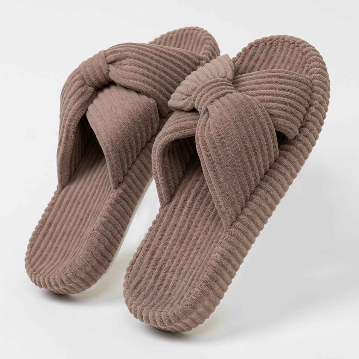 Women's Slippers Memory Foam High Elasticity Thick Sole Slippers Cross Bow Open Toe House Slides