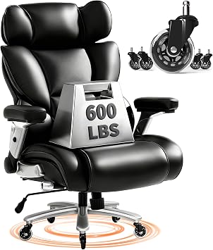 FLEXISPOT OS4 600lbs Big and Tall Office Chair,Ergo Back,PU Leather,Black