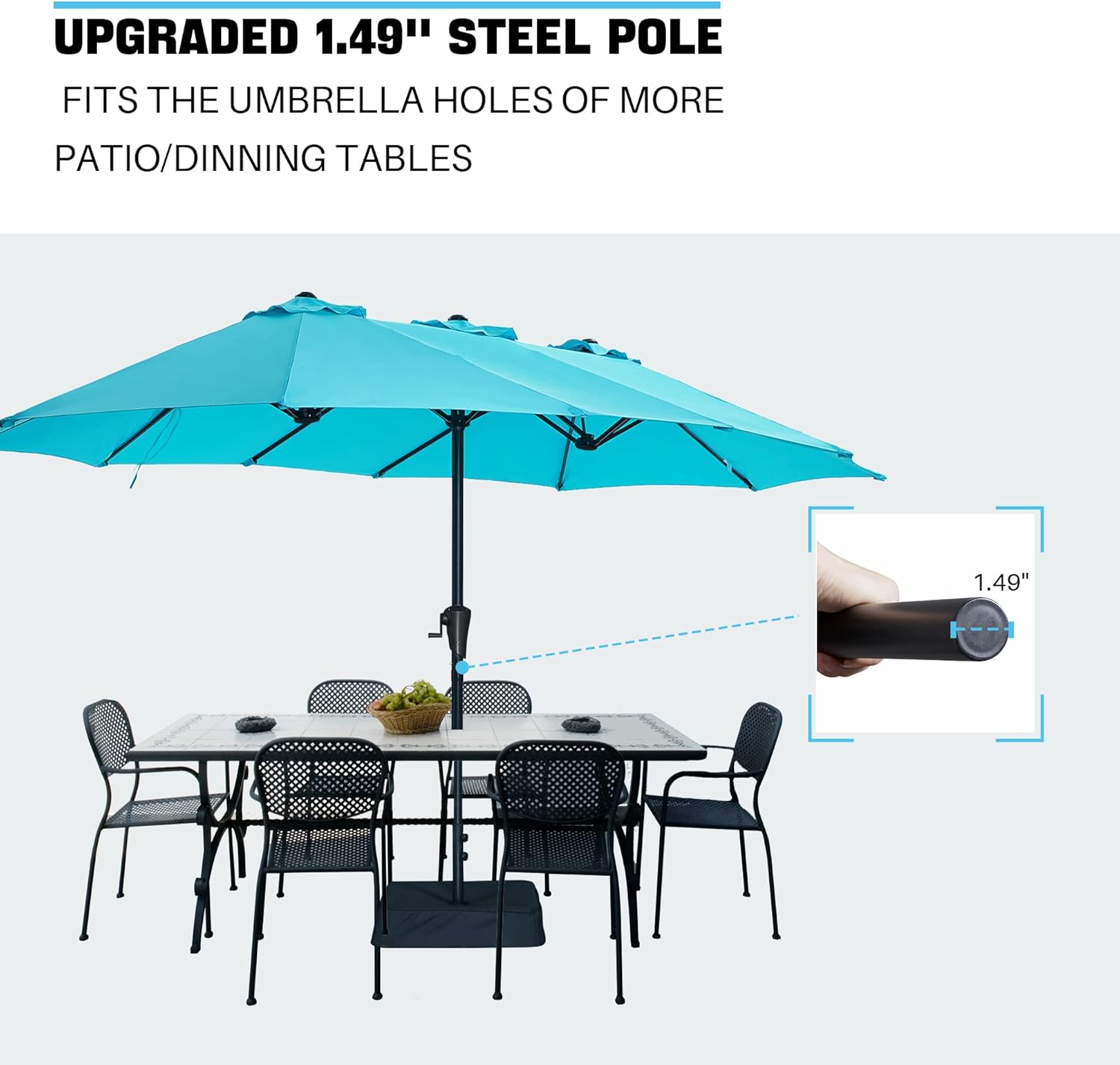SUPERJARE 13FT Umbrella Outdoor Patio and Patio Umbrella Cover with Rod for 7 to 11 Ft Umbrellas & 15 Ft Double-Sided Umbrellas