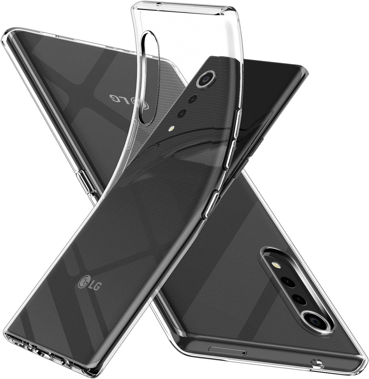 SNOSHOClear Case for LG Velvet 5G,Slim Thin Silicone Soft Flexible TPU Gel Skin Rubber Anti-Scratch Shockproof Protective Cover for LG Velvet 5G,Clear