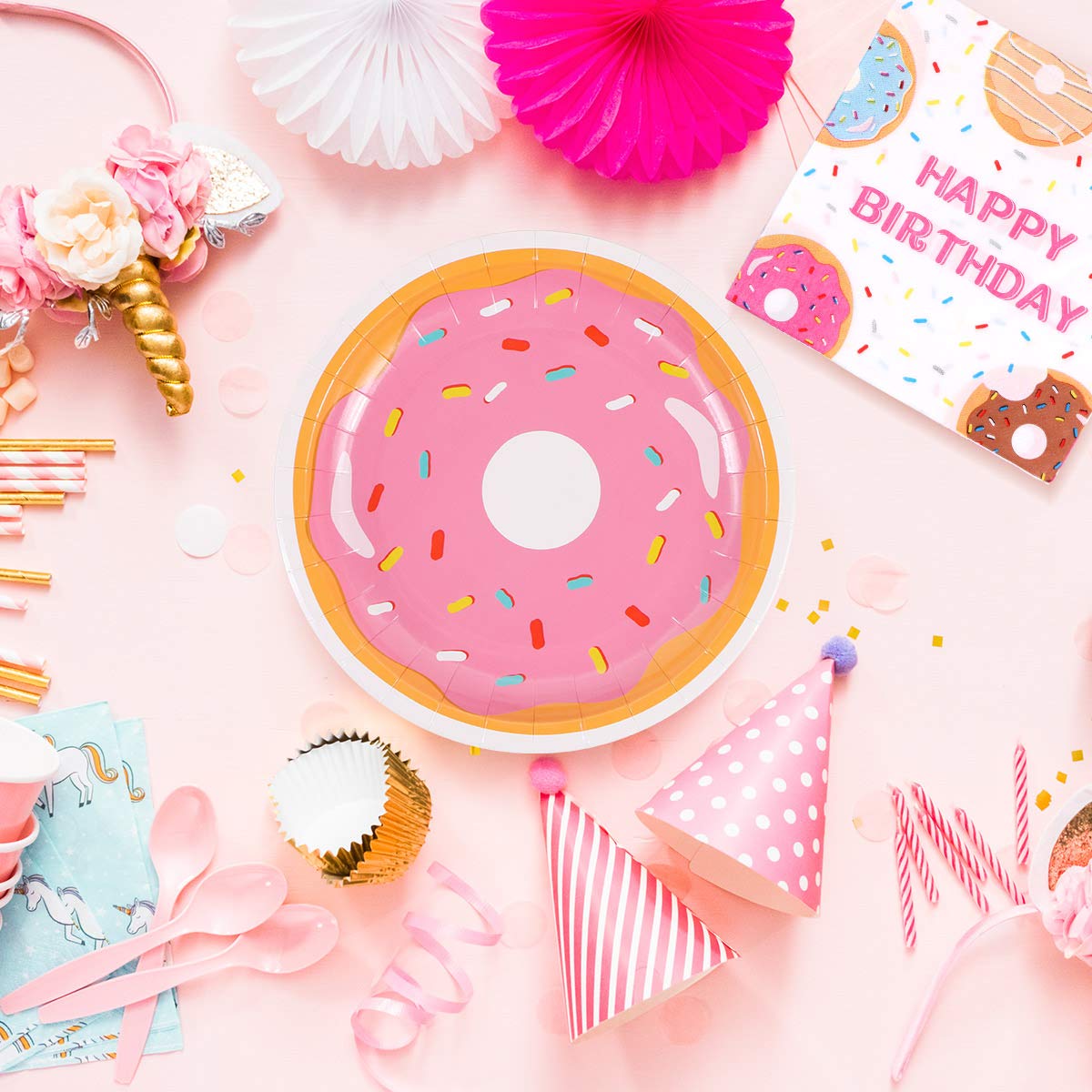 2 Pack Donut Party Tablecloth - Plastic Table Runner Cover For Donut Theme Birthday, Baby Shower (86.61" X 51.18")