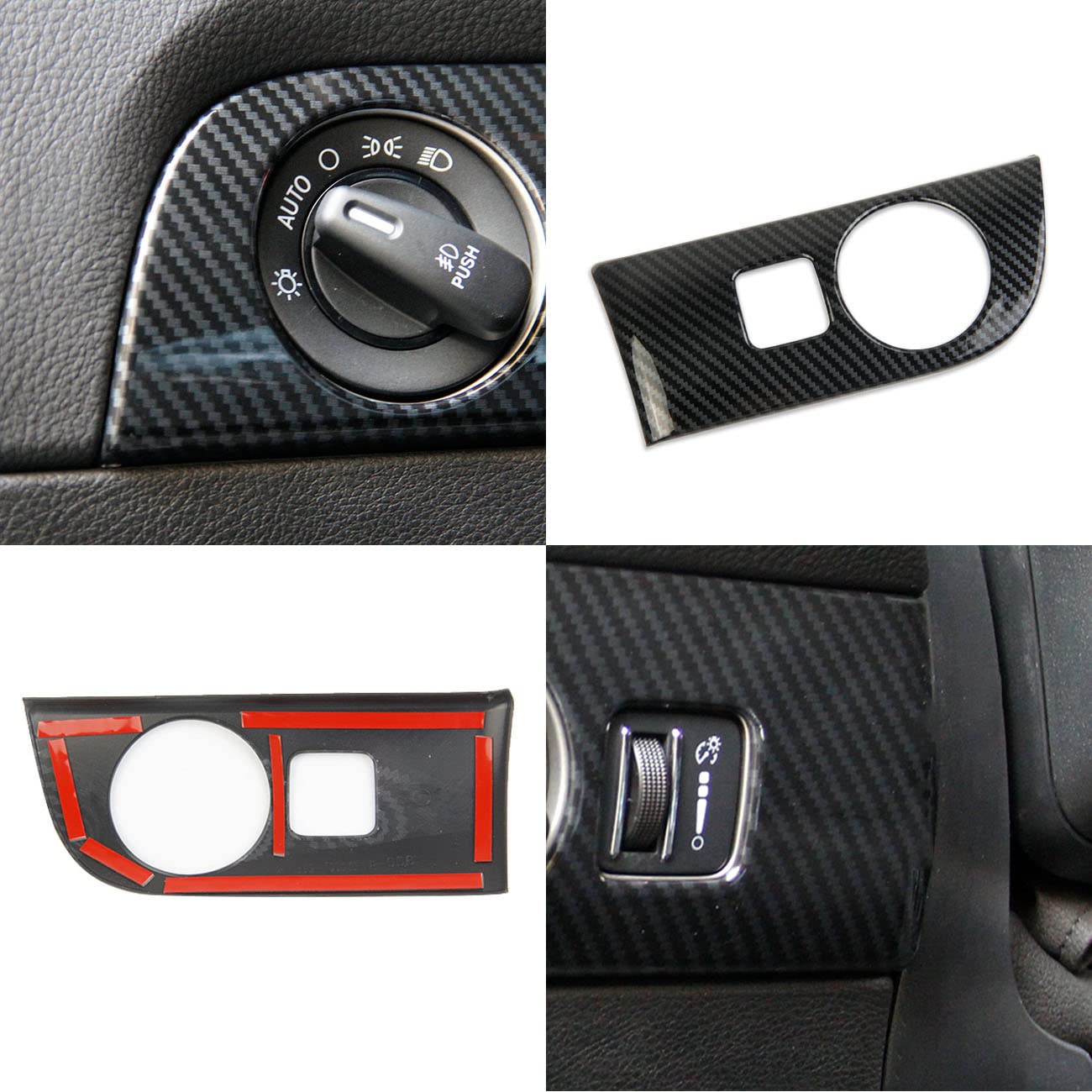 Carbon Fiber Headlight Switch Button Panel Sticker Trim Cover for Dodge Durango 2011-2020