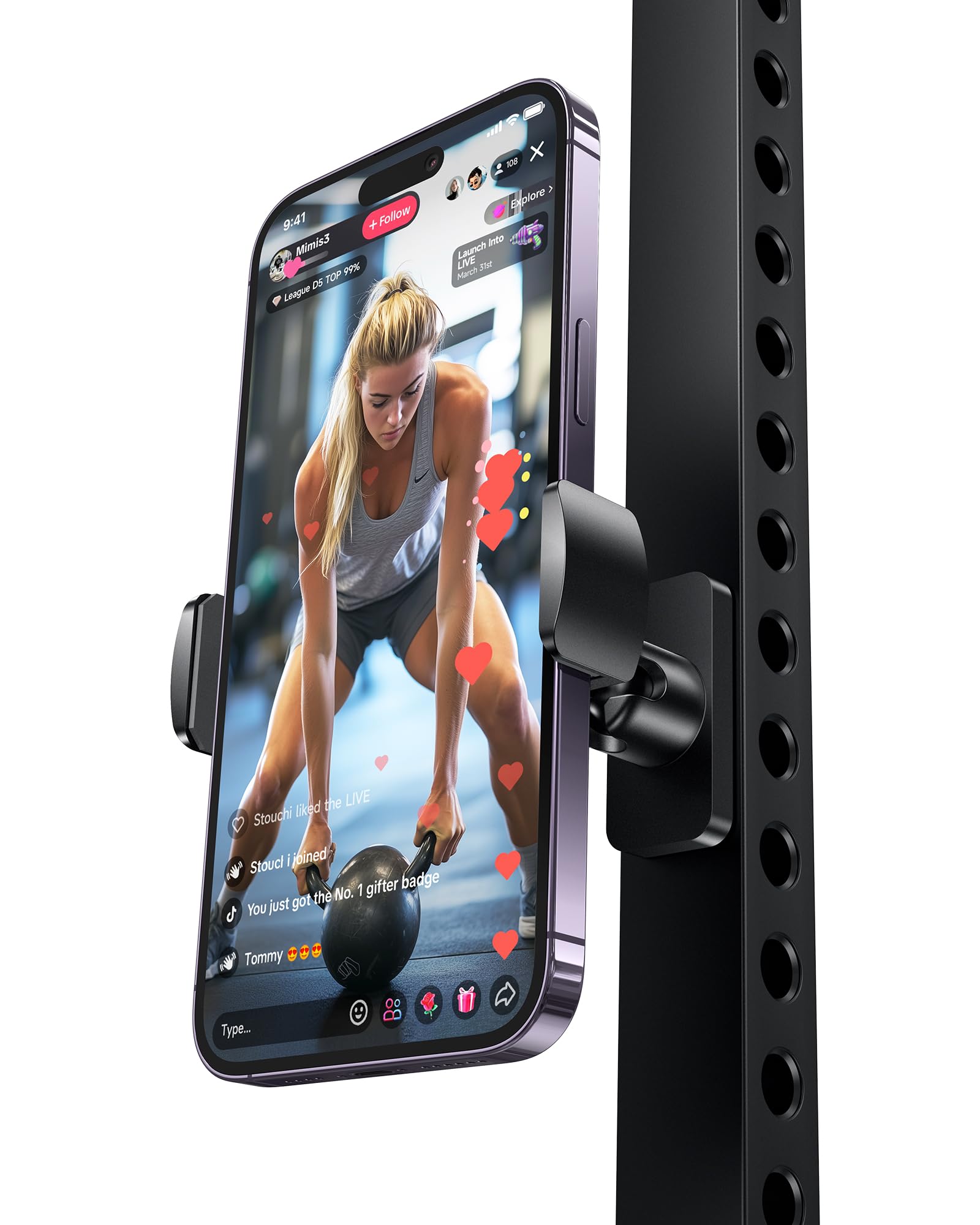 Stouchi Gym Magnetic Phone Holder, 360° Adjustable [N55 Dual Magnet] Phone Mount Gym Accessories for Women/Men, All Metal Portable Workout Essentials