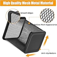 Vista 4 de TooCust Portavasos de malla negra para escritorio, paquete de 12 soportes cuadrados de malla para bolígrafos, metal grueso y parte inferior