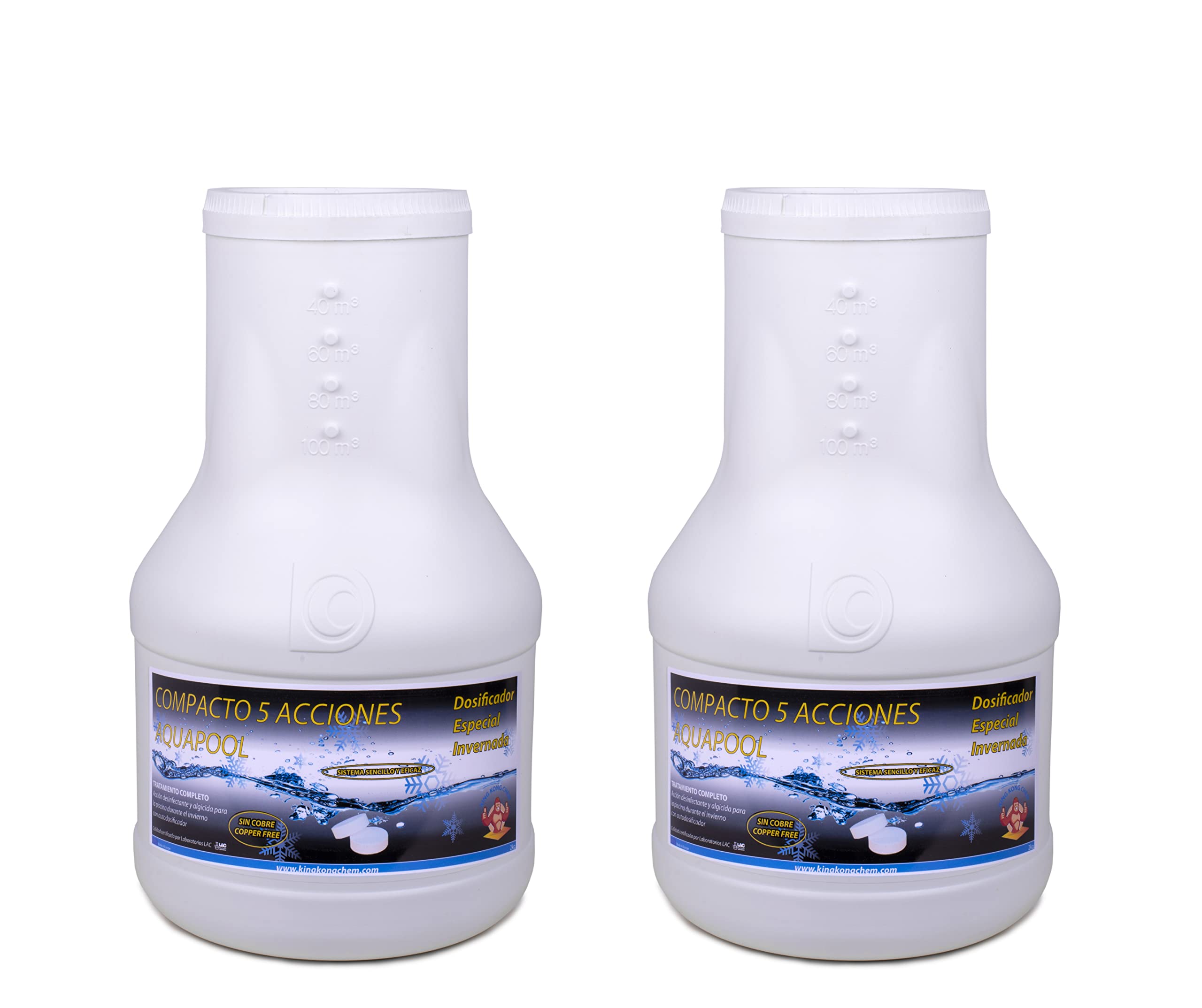 Pack 2 UDS - DOSIFICADOR INVERNADA AQUAPOOL 4 KG (2x2 KG) - Cloro de Invierno 5 Acciones - Sin Cobre - Tratamiento autodosificador Piscinas Invierno - Apto Piscinas Liner