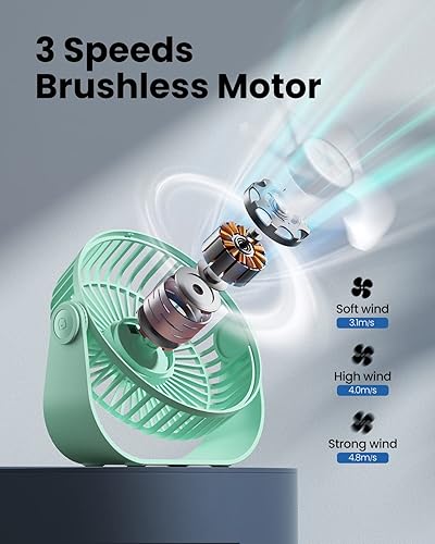 Miniatura 39 de Gaiatop Ventilador de escritorio USB, flujo de aire fuerte de 3 velocidades, portátil de 5.5 pulgadas, rotación de 90°, refrigeración silenciosa